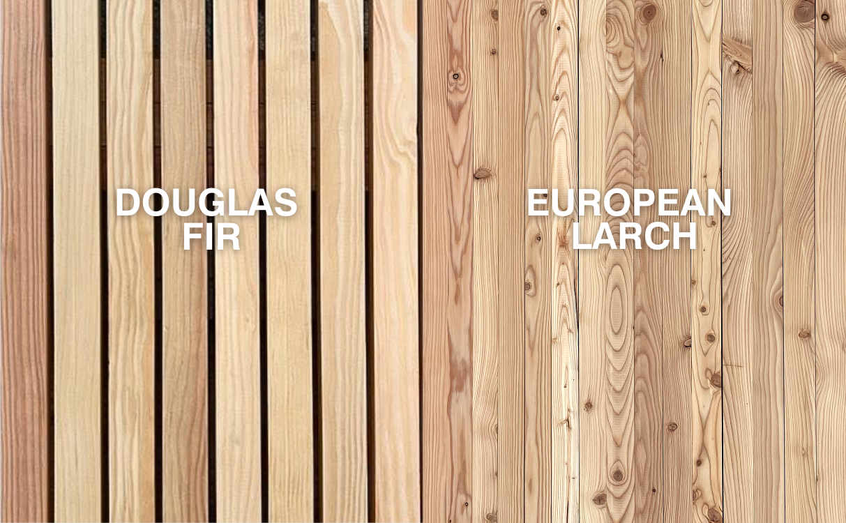 Douglas Fir P.A.R. Fencing Vs. European Larch P.A.R. With Douglas fir profile and European larch profile side by side for comparison
