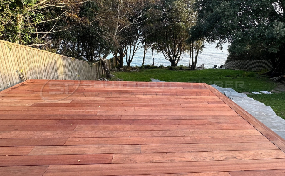 Sustainable, FSC certified Jatoba decking 21 x 145mm decking with hidden fixings. Durable and deep, rich colour decking. Striking decking, seaside decking, garden project 