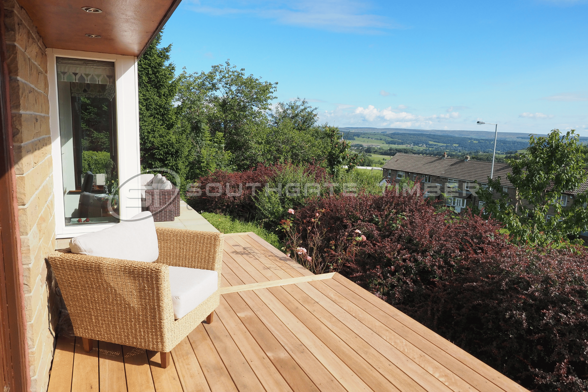 Ipe hardwood decking exposed to direct sunlight, demonstrating a premium timber decking option for outdoor living spaces.