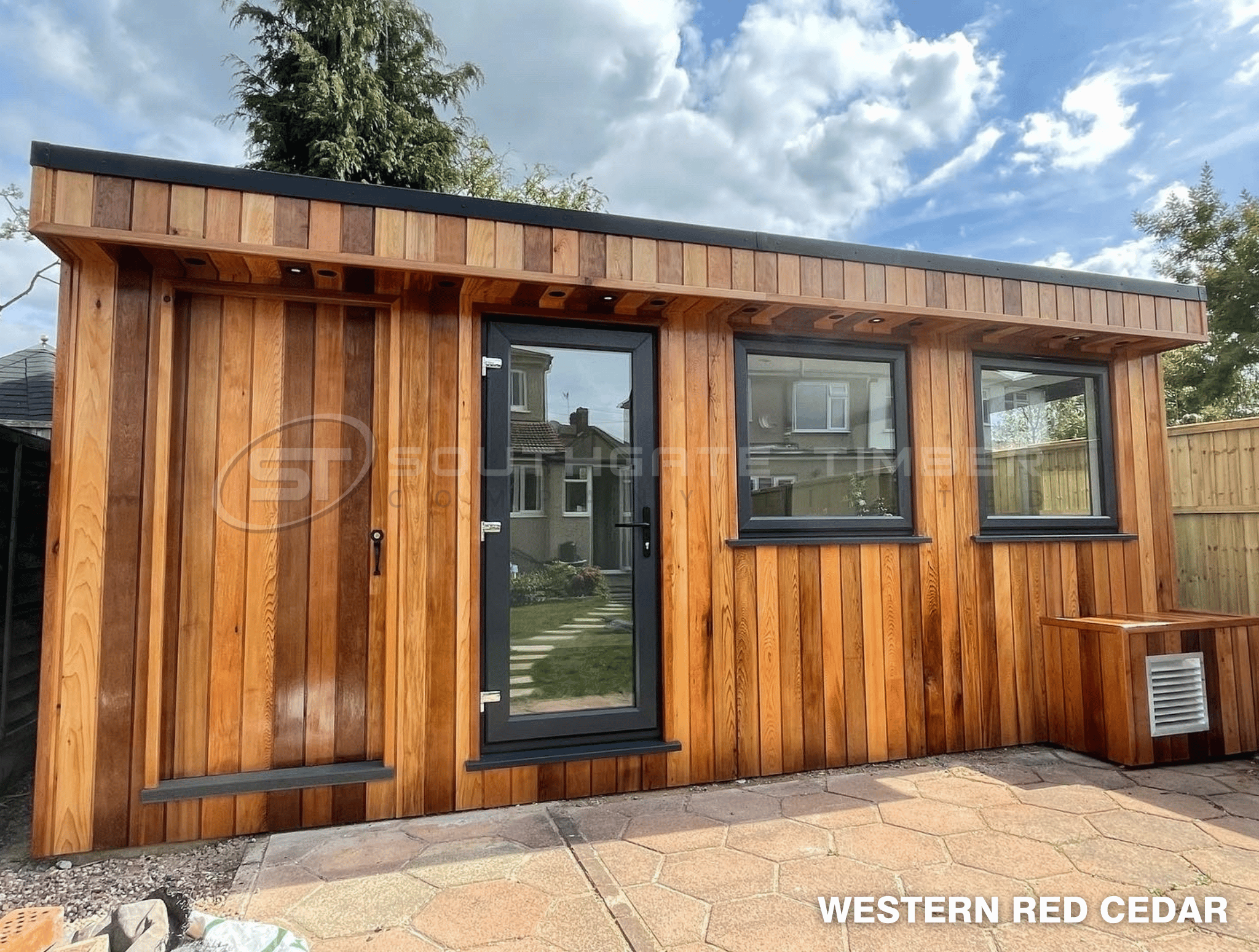 Western Red Cedar cladding on a garden room, the premium timber option compared in this thermally modified softwood guide