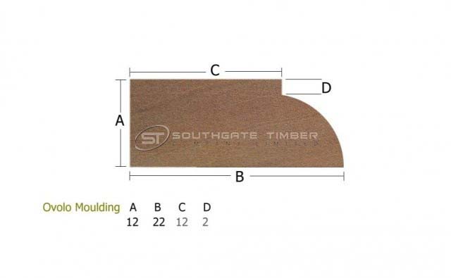 Far Eastern Hardwood 12 x 22mm Ovolo Moulding