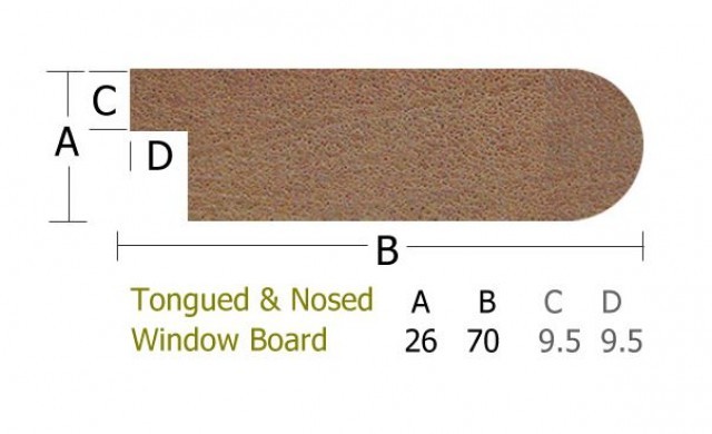 Far Eastern Hardwood 26 x 70mm T&N Window Board