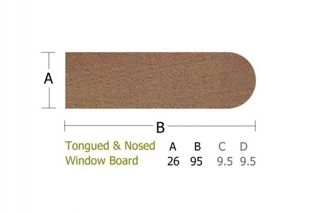 Far Eastern Hardwood 26 x 95mm Nosed Window Board