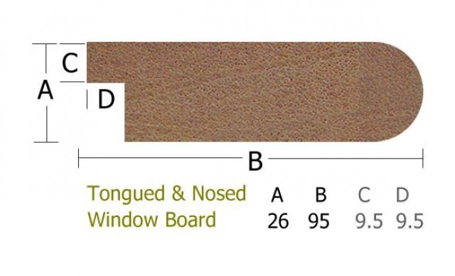 Far Eastern Hardwood 26 x 95mm T&N Window Board