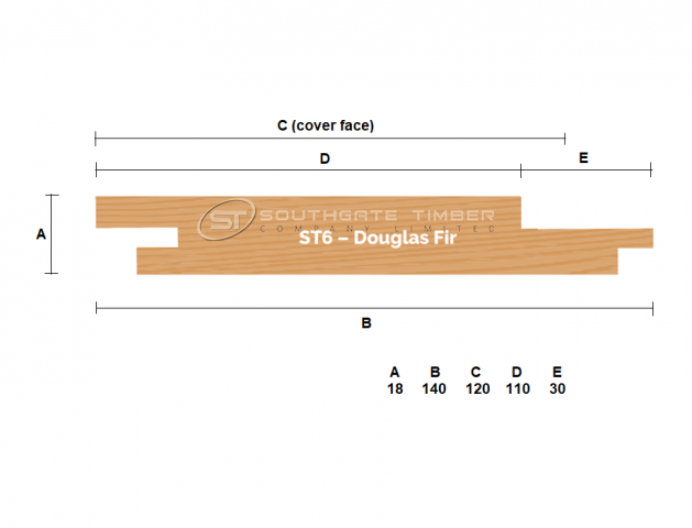 Douglas Fir 18 x 140mm Channel Groove ST6