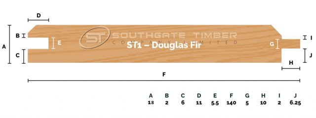 Douglas Fir 18 x 140mm TGV ST1