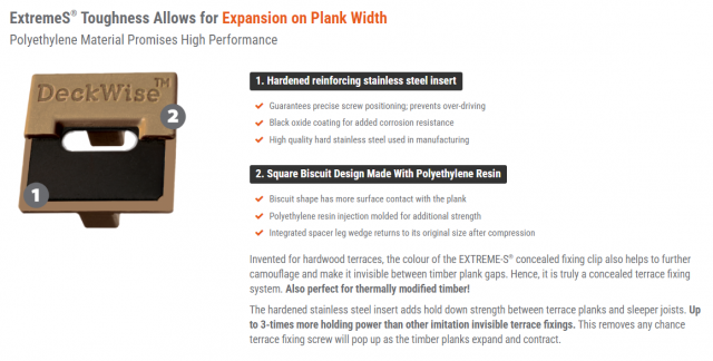 Deckwise Extreme hidden Decking Fixings - 4mm Gap METAL