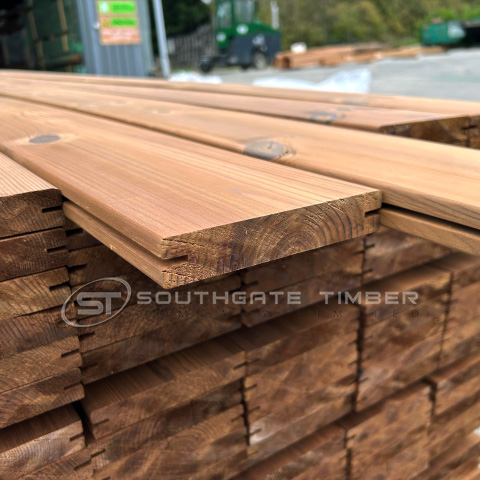Thermowood Pine 25 x 140mm Smooth 2 sides Hidden Fix Decking