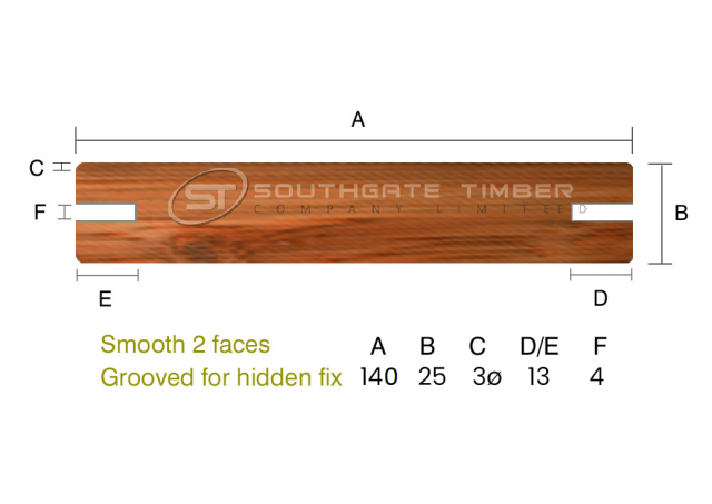 Thermowood Pine 25 x 140mm Smooth 2 sides Hidden Fix Decking