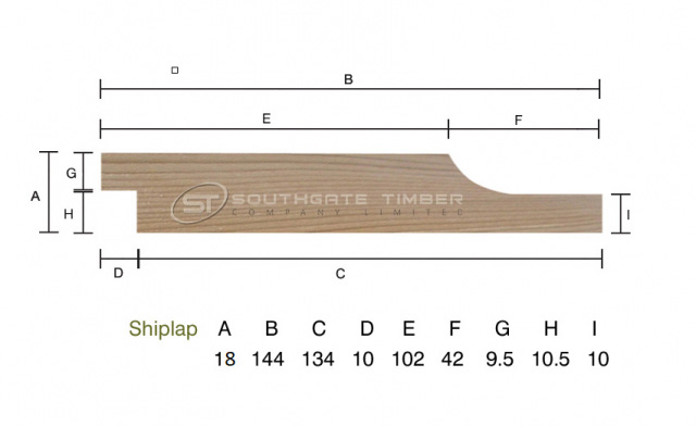 Western Red Cedar 18 x 144mm Shiplap ST7 