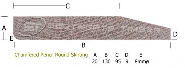 Am White Oak 20 x 130mm Chamfered / Pencil Rd Skirting