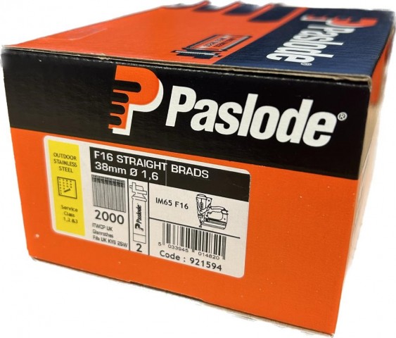 Paslode Stainless Steel 38mm x 1.6mm Brad Straight