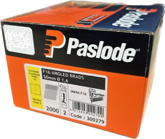 Paslode Stainless Steel 50mm x 1.6mm Brad Angled