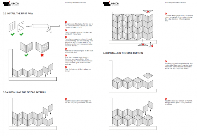 Thermory Thermo-Ash Decor Rhomb Tiles Internal