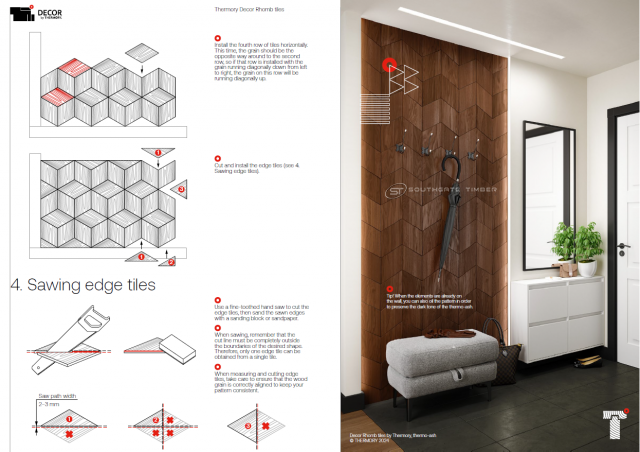 Thermory Thermo-Ash Decor Rhomb Tiles Internal